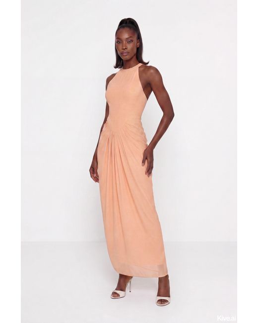 The Gt Atelier Orange Neutrals Peach Maxi Dress