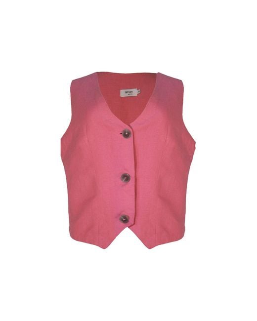 Larsen and Co Pure Linen Valencia Waistcoat In Peony Pink