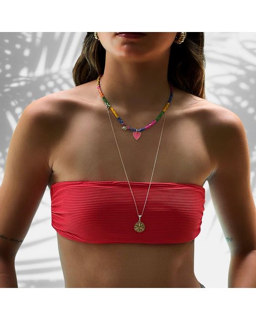 Ebru Jewelry Metallic Colors Of Life Pink Love Beaded Necklace