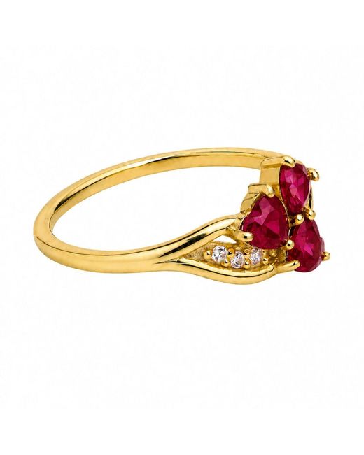 Belinda Jewelz Orange Ruby Triple Heart Cluster Birthstone Ring