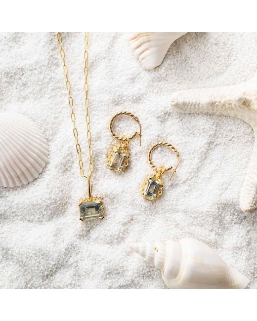 Dainty London Green Solid Large Quartz Necklace
