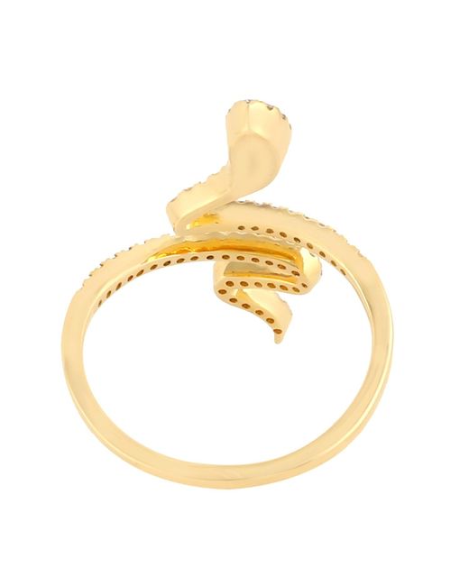 Artisan Metallic 18k Yellow Gold Pave Diamond Snake Ring Handmade Jewelry