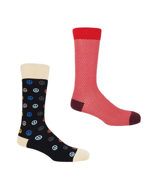 Peper Harow - Made in England Black Lux Taylor & Peace Socks Two Pack for men