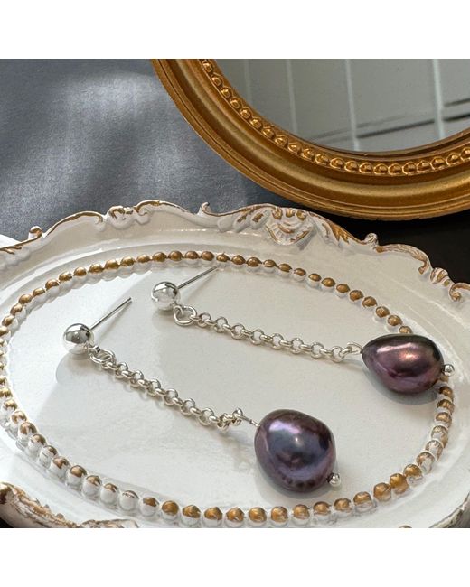 Ninemoo Metallic Midnight Baroque Pearl Earrings