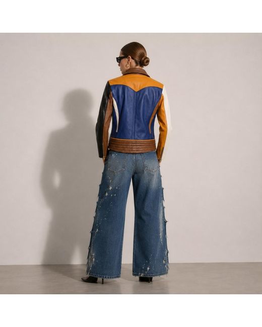 Zasta Studio Blue Artifact Theory Biker Leather Jacket D