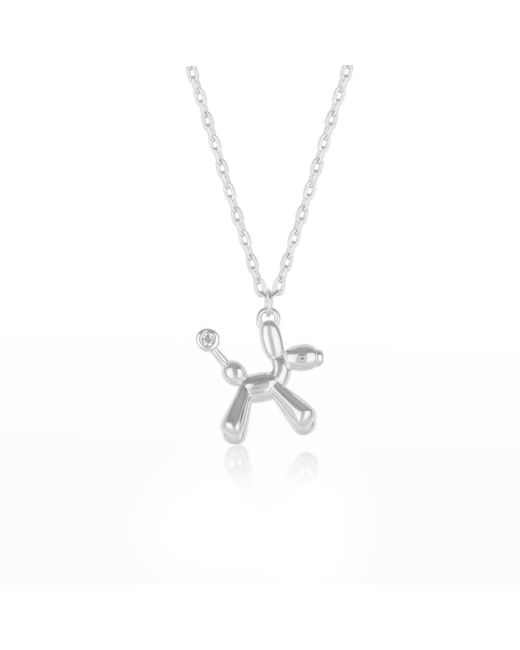 Spero London Metallic Balloon Dog Poodle Necklace In Sterling
