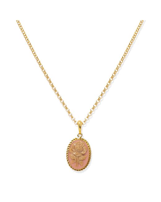 Vintouch Italy Metallic Plated Rose Cameo Necklace
