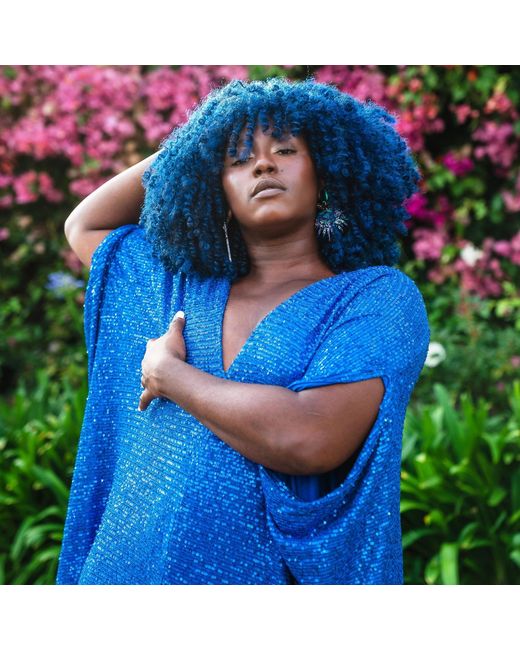 Jennafer Grace Blue Royal Sequin Caftan
