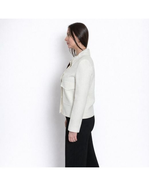 Nuvv Collection White Tweed Jacket With Button