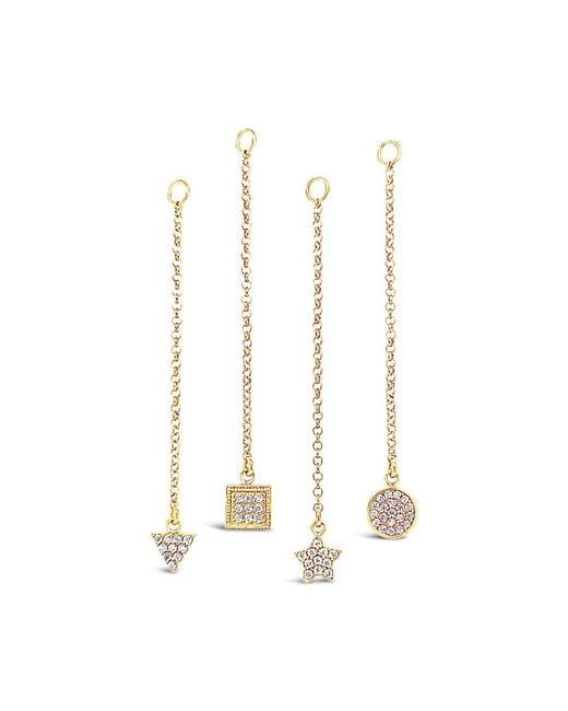Lutiro Metallic Single Earring Triangle Cz Charm With Chain