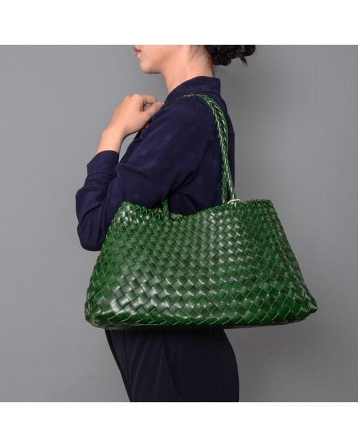 Rimini Green Hand Woven Shoulder Bag 'Donna'