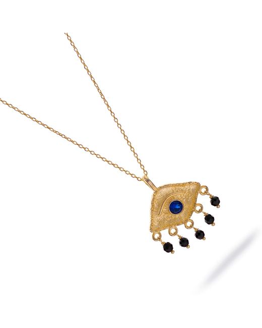 Ebru Jewelry Metallic Sapphire Eye Horizon Onyx Necklace