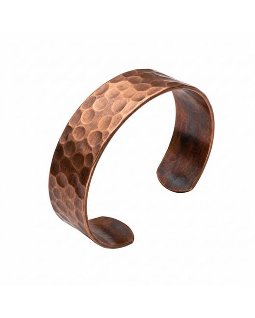 Anatoliacraft Brown Hammered Solid Copper Wide Cuff Bracelet