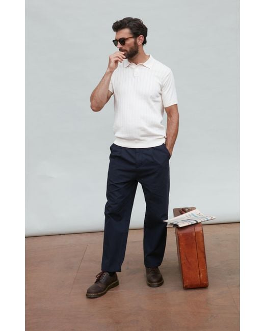 Paul James Knitwear Natural Neutrals Ultra Fine Cotton Miles Selection Knit Polo Shirt for men