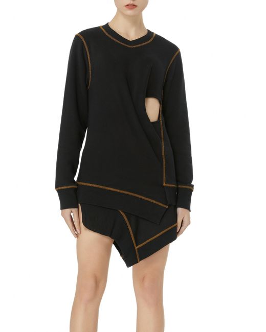 Gao Republic Black Sweatshirt Longline Cut-Out Jersey