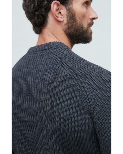 Paul James Knitwear Black Heavyweight Cotton Clark Fisherman Rib Knit Jumper for men