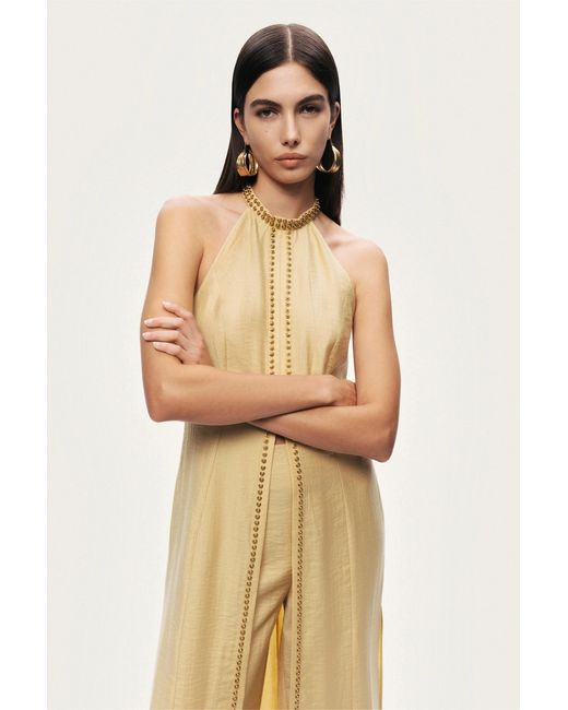 Nocturne Yellow Studded Halter Neck Tunic