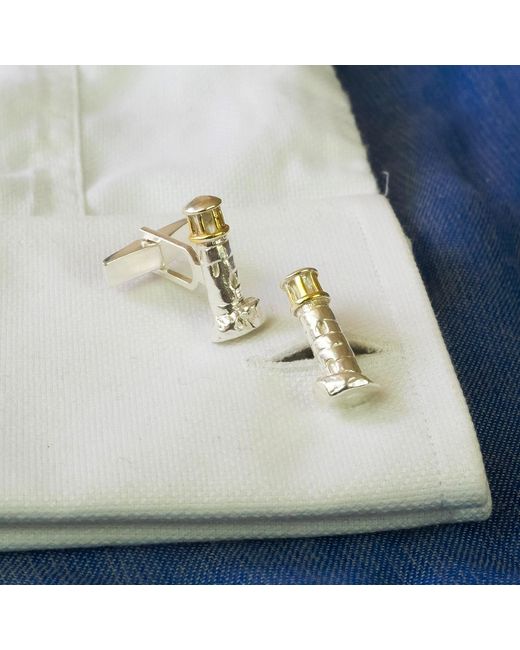 Simon Kemp Jewellers Metallic Lighthouse Cufflinks for men