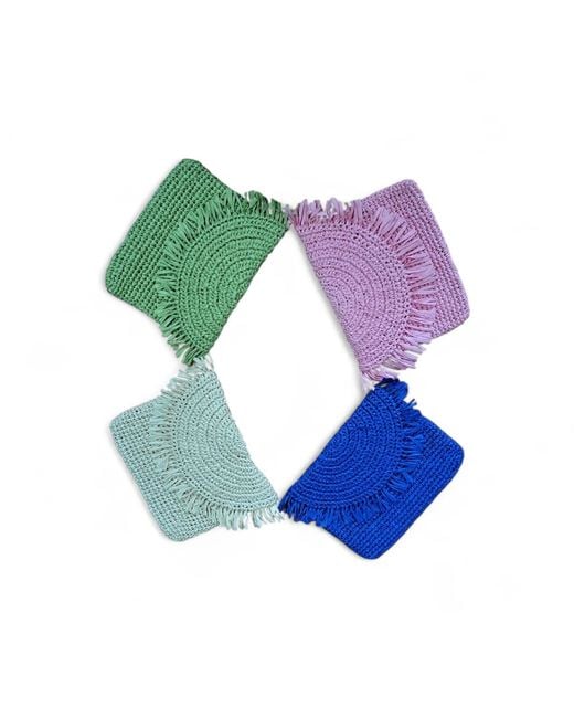 Springmoonatelier Green Handmade Raffia Mini Bag –
