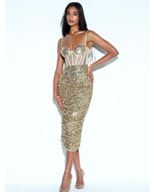 Miss Circle New York Metallic Layla Sequin Corset Dress