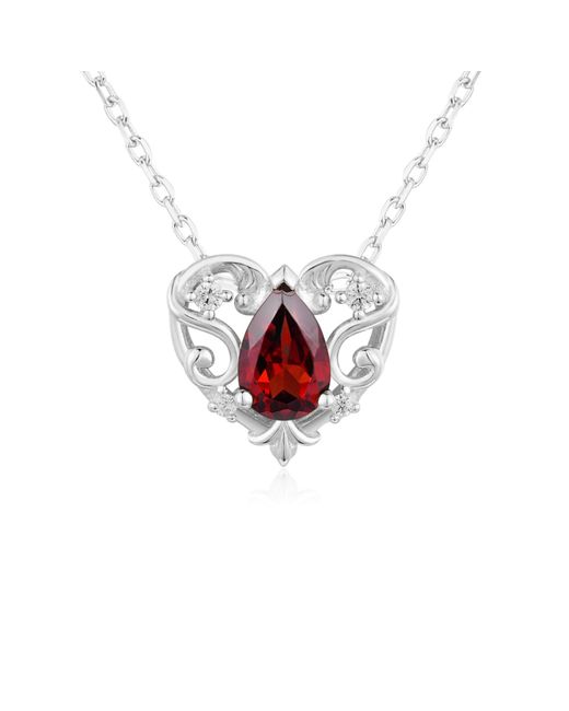 Azura Jewelry New York White Rosy Heart Mozambique Garnet Necklace Vermeil