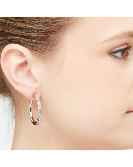 Emma Holland Jewellery Metallic Platinum & Crystal Hoop Clip On Earrings