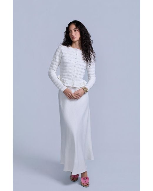 Rave on Trend White Linen Midi Skirt