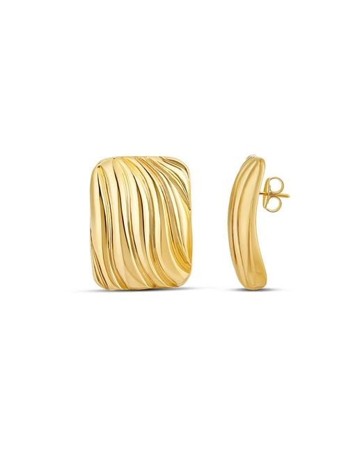 SHYMI Metallic Oversized Textured Square Statement Earrings