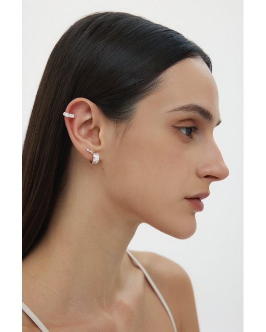 Vanhi White Vera Twisted Crystal Ear Cuff