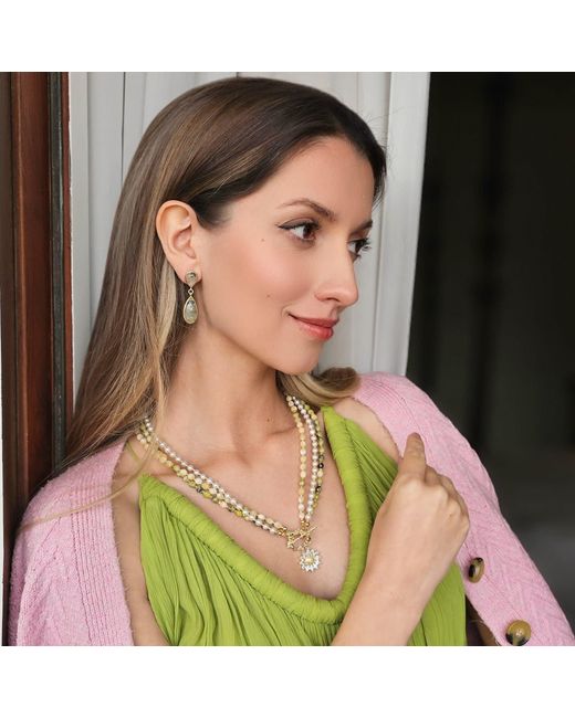Farra Green Teardrop Prehnite Drop Earrings