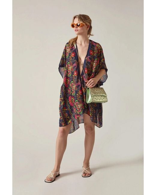 James Lakeland Blue Paisley Floral Kaftan