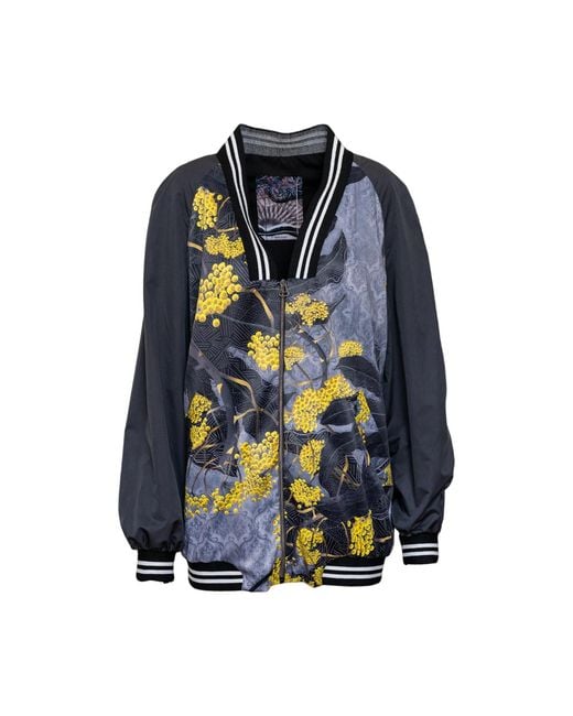 ARTISTA Blue Diana V-Neck Zipped Long Bomber Jacket