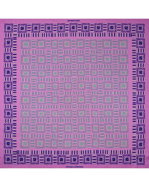 Otway & Orford Purple 'City Squares' Geometric Silk Pocket Square for men