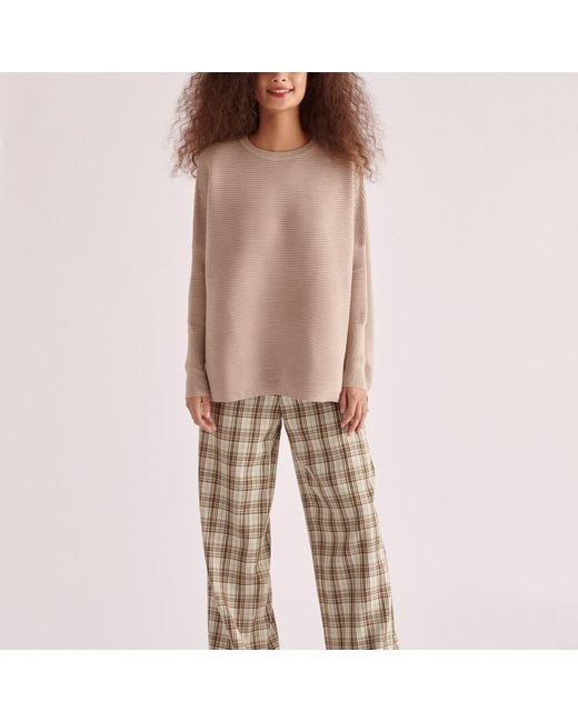Paisie Natural Ribbed Jumper In Almond