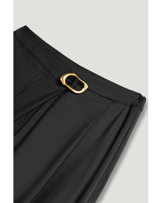 Nocturne Black Asymmetric Buckle Detail Pants