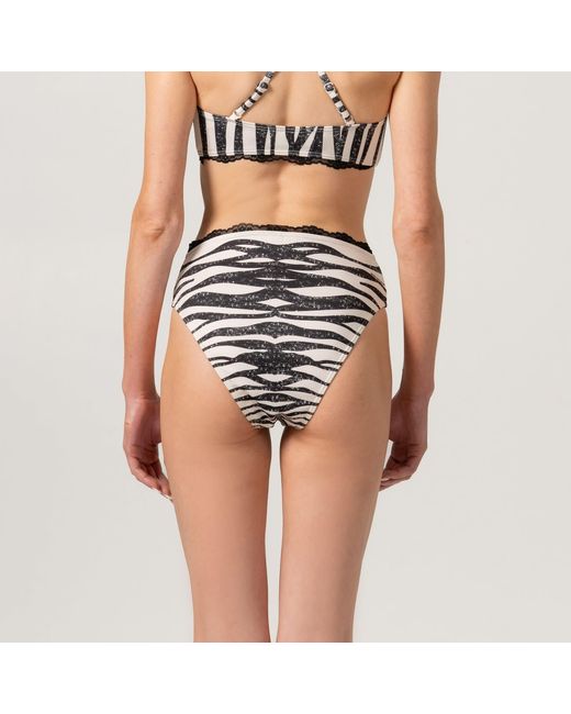 Jessie Zhao New York Black Zebra Stripe Bikini Bottom