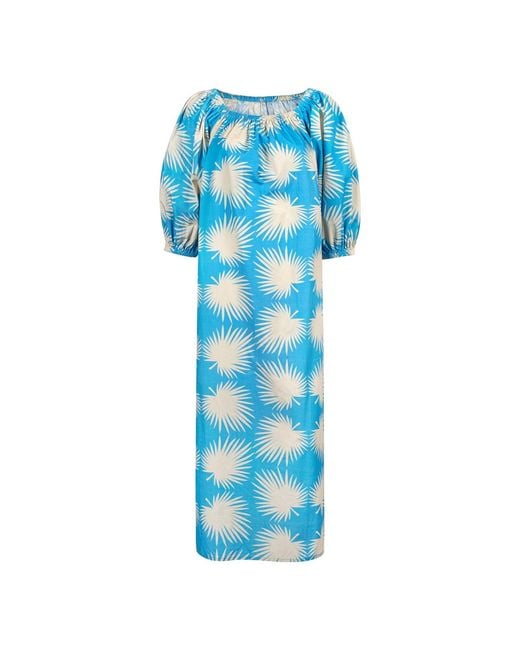 SUNSHINE TIENDA Blue Palm Geo Ace Dress