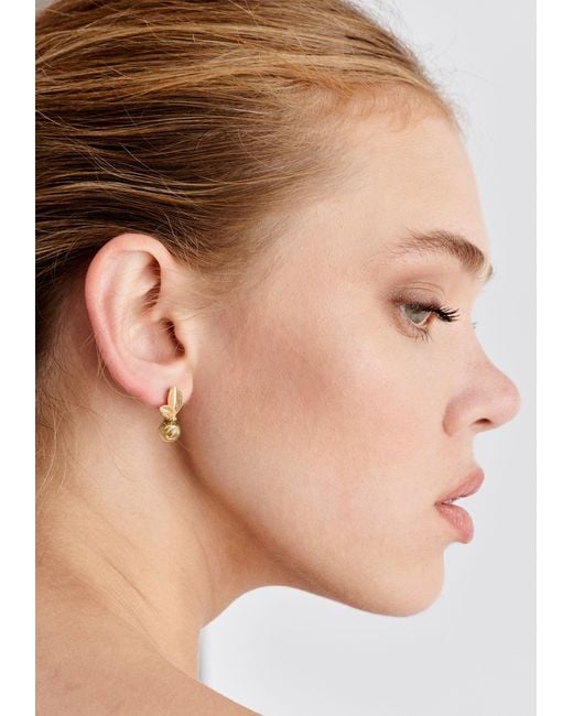Paisie Metallic Leaf Sphere Earrings