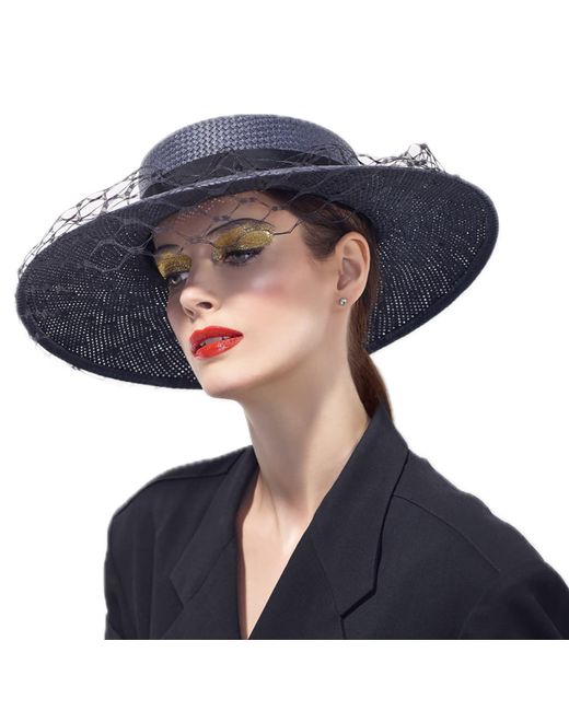 Misa Harada Millinery Blue Jasmine Wide Brimmed Boater Hat