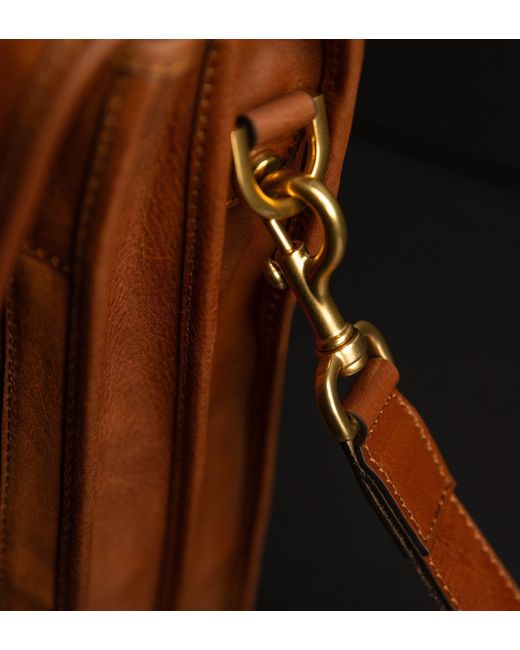 Time Resistance Brown Leather Satchel Bag for men