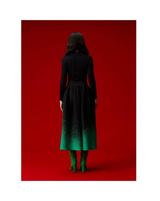 Arto. Multicolor High-Low Hem High Waisted Knitted Midi Skirt