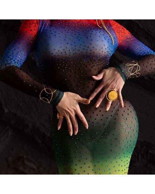 Jaredjamin Metallic Large Peacock Eye Ring