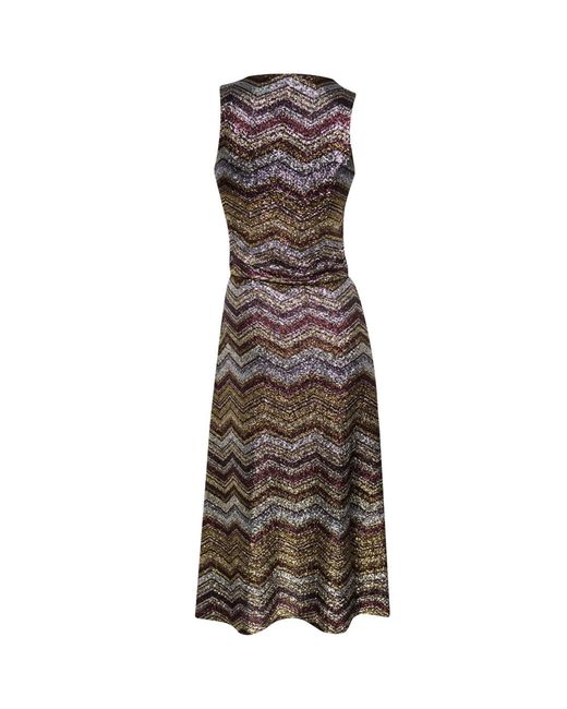Me & Thee Brown Near Or Far Metallic Stripe Dress