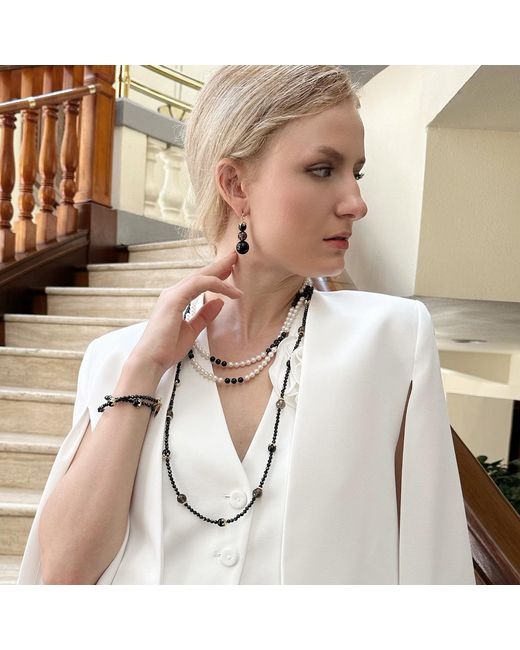Farra Black Timeless Obsidian Double Wrapped Bracelet