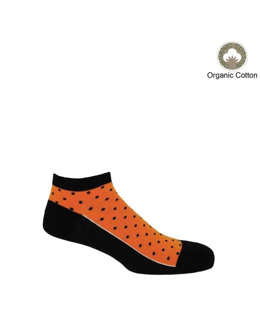 Peper Harow - Made in England Orange Polka Organic Trainer Socks Bundle for men