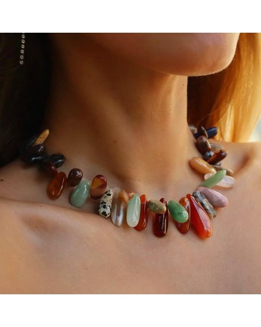 Mineralgems•Studio Red Agate, Jasper & Quartz Gemstone Necklace