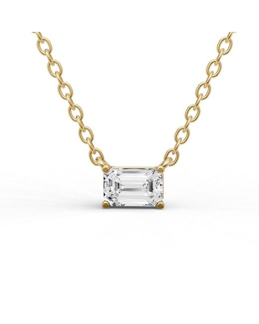SEREIA OFFICIAL Metallic 14K 0.25 Ct Lab Grown Emerald Shape Diamond Pendant