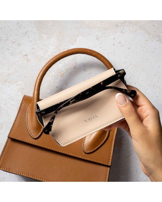 Naoa Brown Three Pack Apple-Leather Slim Glasses Case Giraffe