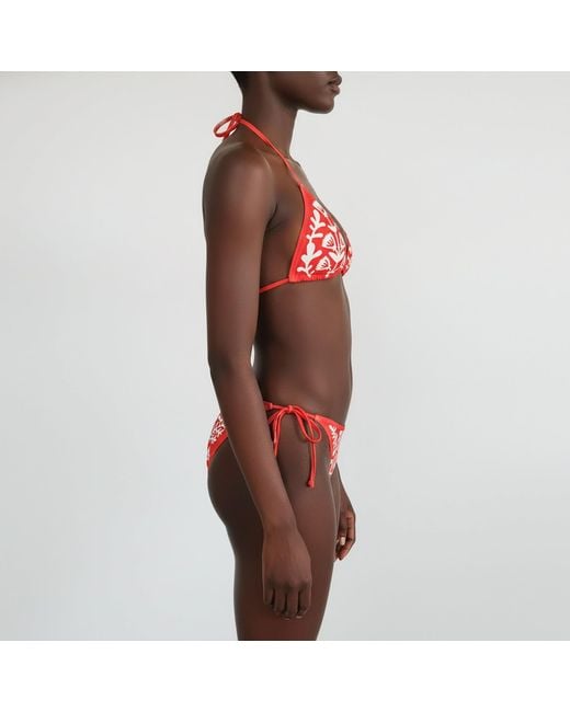 Jessie Zhao New York Red Coral Garden Reversible Tie Side Bottom