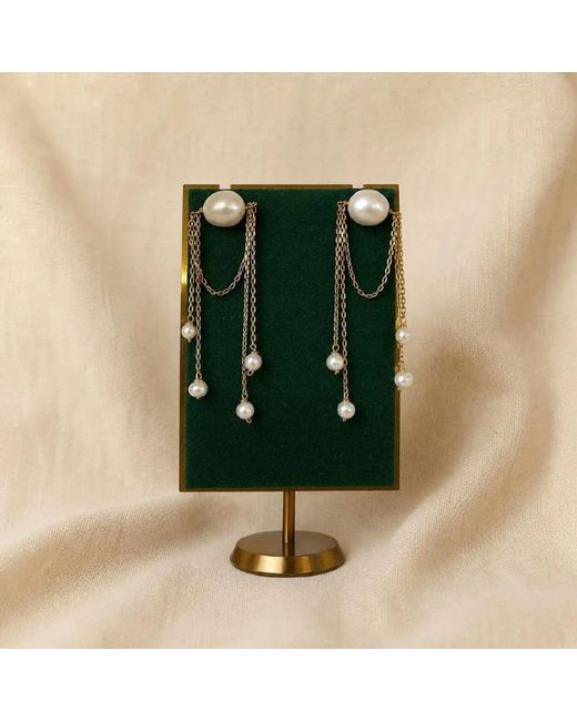 Silver Moon Green Delicate Chain Sterling Earrings